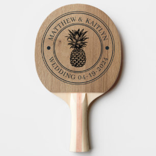 Raquette De Ping Pong Crête de mariage au bois de bouleau clair et anana