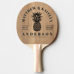 Raquette De Ping Pong Crête de mariage au motif de l'ananas tropical en 