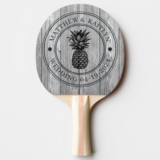 Raquette De Ping Pong Crête de mariage et nom de l'ananas gris foncé pat (Dos)