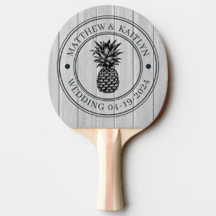 Raquette De Ping Pong Crête de mariage et noms de l'ananas en bois gris 