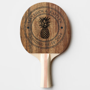 Raquette De Ping Pong Crête de mariage et noms de pinède en bois de cèdr