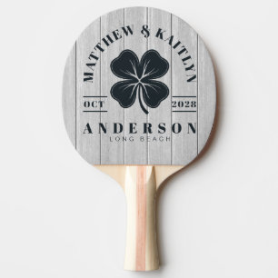 Raquette De Ping Pong Crête de Mariage Irlandaise en Bois Gris Poli