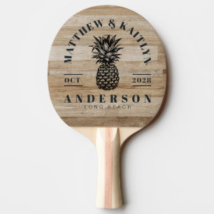 Raquette De Ping Pong Crête de mariage tropicale en bois de frêne clair