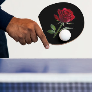 Raquette De Ping Pong Crimson sur Ebène : La Rose Rouge Unique,