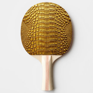 Raquette De Ping Pong Crocodile d'or Alligator Peau Faux Cuir Imprimer