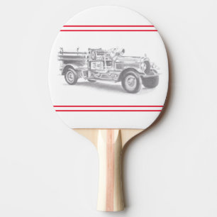 Raquette De Ping Pong croquis au crayon de camion de pompiers vintage de