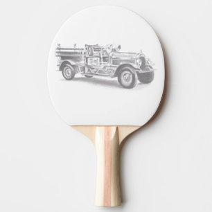 Raquette De Ping Pong croquis au crayon de vieux camion de pompiers dess