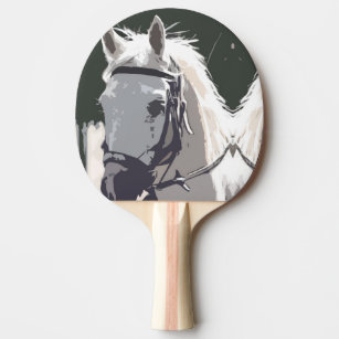 Raquette De Ping Pong Croquis de tête de cheval blanc stylisé