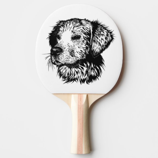 Raquette De Ping Pong Croquis en tête de canine (Devant)