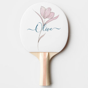 Raquette De Ping Pong Croquis floral aquarelle personnalisée