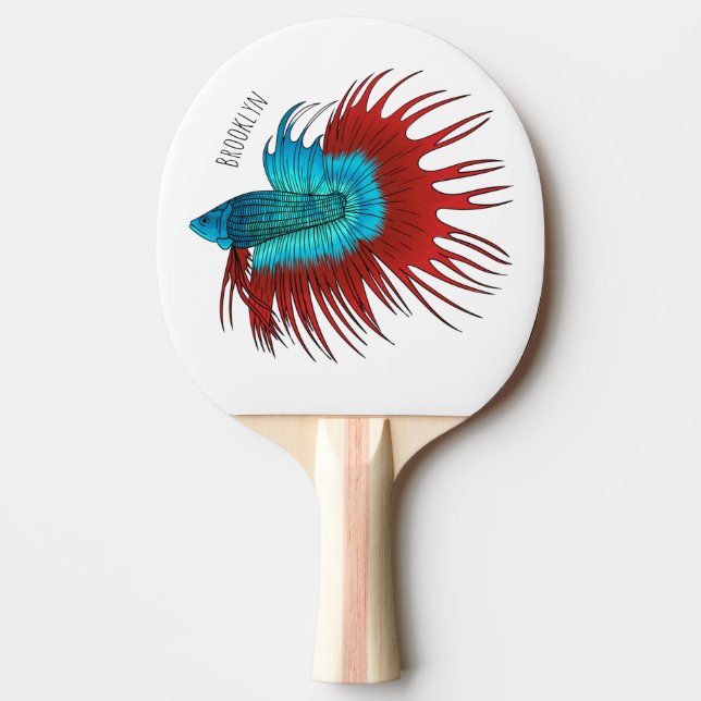 Raquette De Ping Pong Crowntail betta fish dessin animé (Devant)