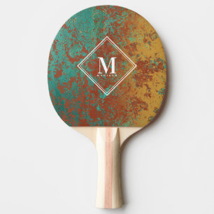 Raquette De Ping Pong Cuivre Turquoise Monogramme Tennis de table