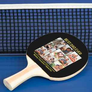 Raquette De Ping Pong Custom Best Papa Ever Fête des pères 9 Photo Colla