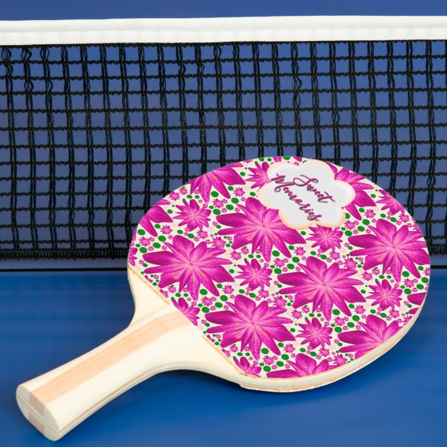 Raquette De Ping Pong Custom Hot Pink Floral Seamless Pattern  (Insitu)