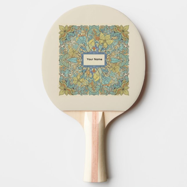 Raquette De Ping Pong Custom Name Artistic Zentangle Ping Pong Paddle (Devant)