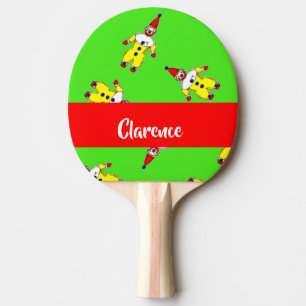 Raquette De Ping Pong Custom name funny clowns on green