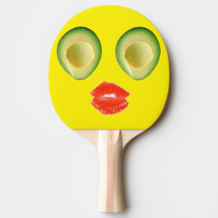 Raquette De Ping Pong Cute Avocado Face Jaune Lèvres Rouges