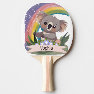 Raquette De Ping Pong Cute Baby Koala Rainbow Nom personnalisé