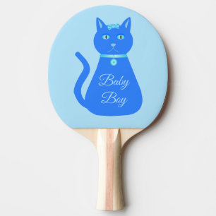 Raquette De Ping Pong Cute Blue Baby Boy Chat Personnalisé
