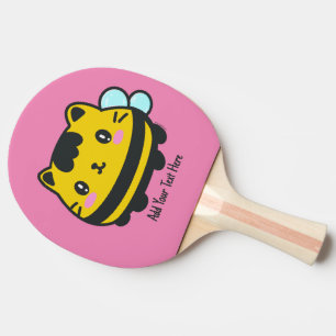 Raquette De Ping Pong Cute Bumblebee Chat Texte personnalisé
