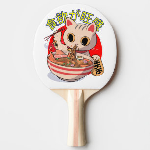 Raquette De Ping Pong Cute chat japonais mange des nouilles avec des bag