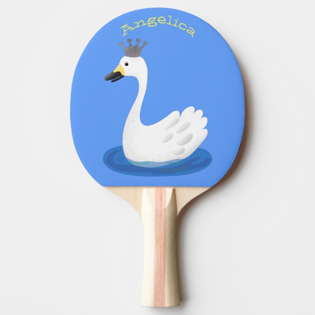 Raquette De Ping Pong Cute cygne blanc avec dessin de la couronne (Devant)