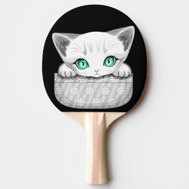 Raquette De Ping Pong Cute de chat et pointe joueuse à partir d'une poch (Devant)