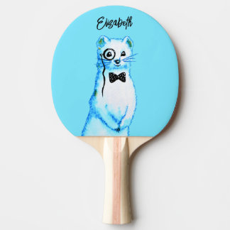 Raquette De Ping Pong Cute Ferret Aquarelle Drôle Nom de l'animal