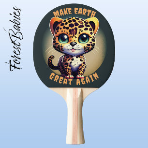 Raquette De Ping Pong Cute Leopard Safari animal, Rendre la Terre grande