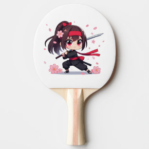 Raquette De Ping Pong Cute ninja guerrière fille en fleur