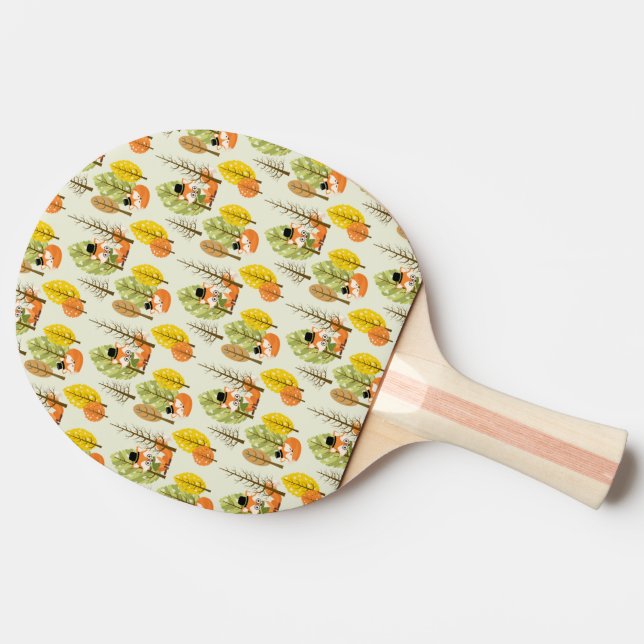 Raquette De Ping Pong Cute Orange Fox Autumn Trees Forest Hipster (Côté)
