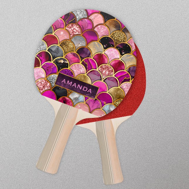 Raquette De Ping Pong Cute rose rose or sirène échelles girly (Créateur téléchargé)