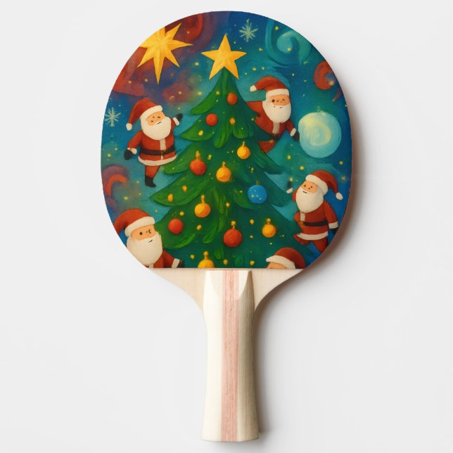 Raquette De Ping Pong Cute Santa Claus Christmas Tree Illustration (Devant)