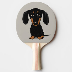 Raquette De Ping Pong Cute Short Haired Black et Tan Dachshund
