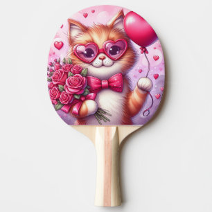 Raquette De Ping Pong Cute Valentine's day cat/chaton