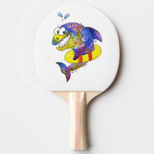 Raquette De Ping Pong Cute Whimsical Requin coloré en flotteur