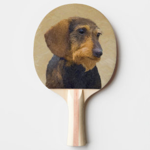 Raquette De Ping Pong Dachshund (À poils durs) Peinture Dog Art origina