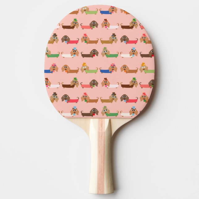 Raquette De Ping Pong Dachshunds sur rose (Devant)