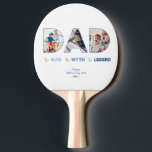 Raquette De Ping Pong DAD Myth Homme Légende Blue Gradient Photo<br><div class="desc">Offrez à papa un grand cadeau cette année avec ce DAD, l'homme, le mythe, la pagaie de ping-pong Legend, avec DAD comme lettres découpées photo, et votre message personnel. Parfait pour la Fête des pères, son anniversaire, Noël, ou chaque fois que vous voulez montrer à papa que vous pensez qu'il...</div>