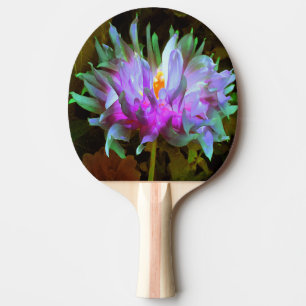 Raquette De Ping Pong Dahlia Cactus Magenta et Vert Lime Éblouissant
