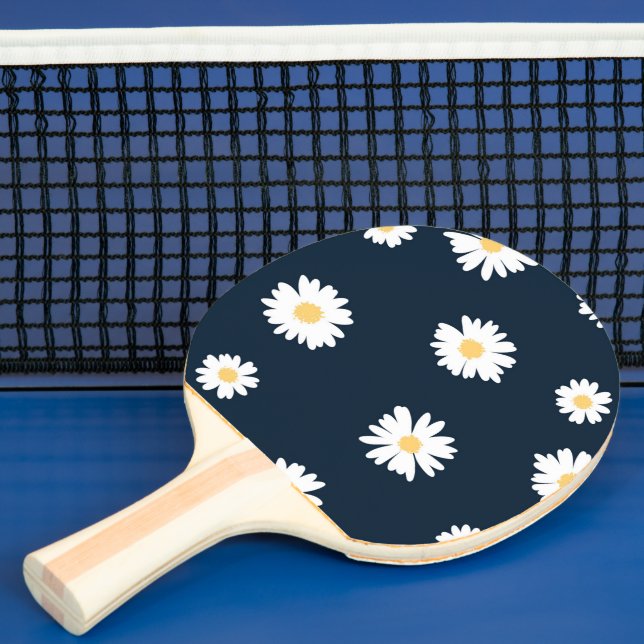 Raquette De Ping Pong Daisy On Blue Motif (Insitu)