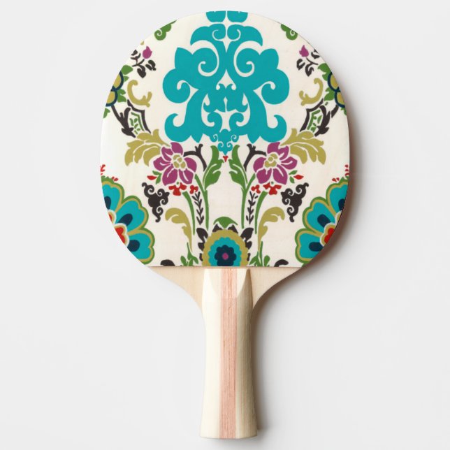 Raquette De Ping Pong Damask Floral Patterns Plum Turquoise (Devant)