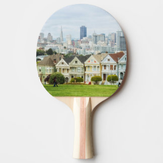 Raquette De Ping Pong Dames peintes, maisons victoriennes et horizon