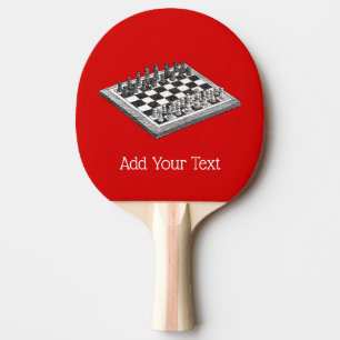Raquette De Ping Pong Damier et pièces d'échecs Art vintage