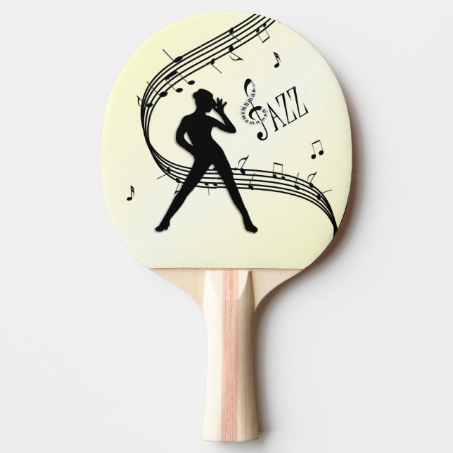 Raquette De Ping Pong Danse Jazz Musique Jaune (Devant)
