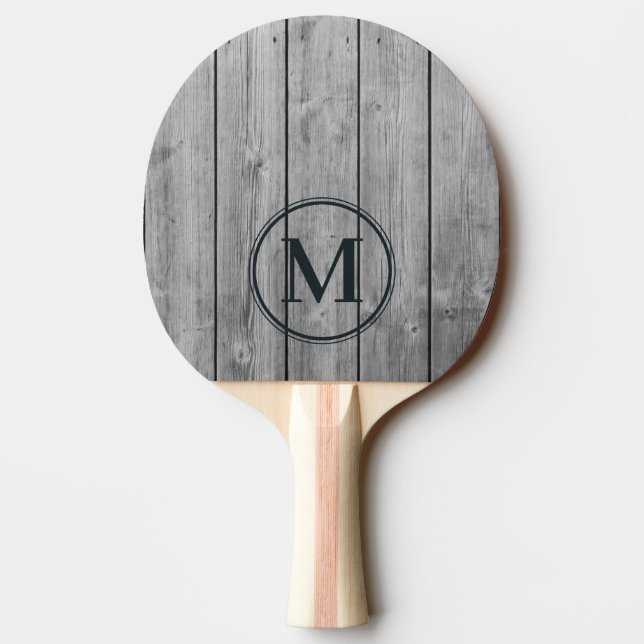 Raquette De Ping Pong Dark Clean Gray Wood Monogram (Dos)