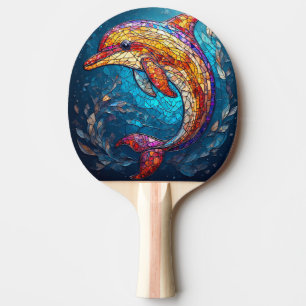 Raquette De Ping Pong Dauphin dans un style artistique de vitrail comple
