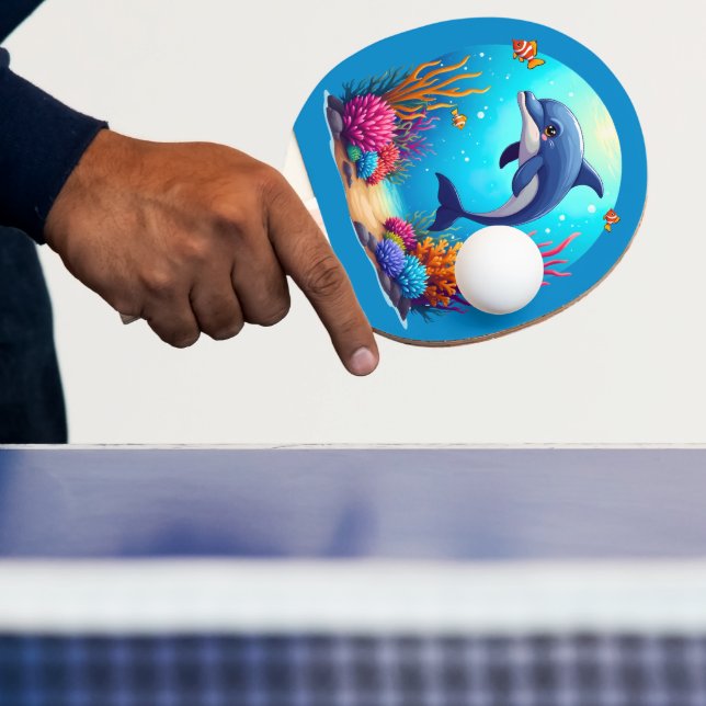 Raquette De Ping Pong Dauphin géant dans le récif corallien vibrant (Insitu)