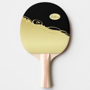 Raquette De Ping Pong Décor de luxe sur or & noir, Monogramme