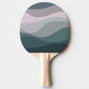 Raquette De Ping Pong Décor de vagues de style rétro violet et turquoise